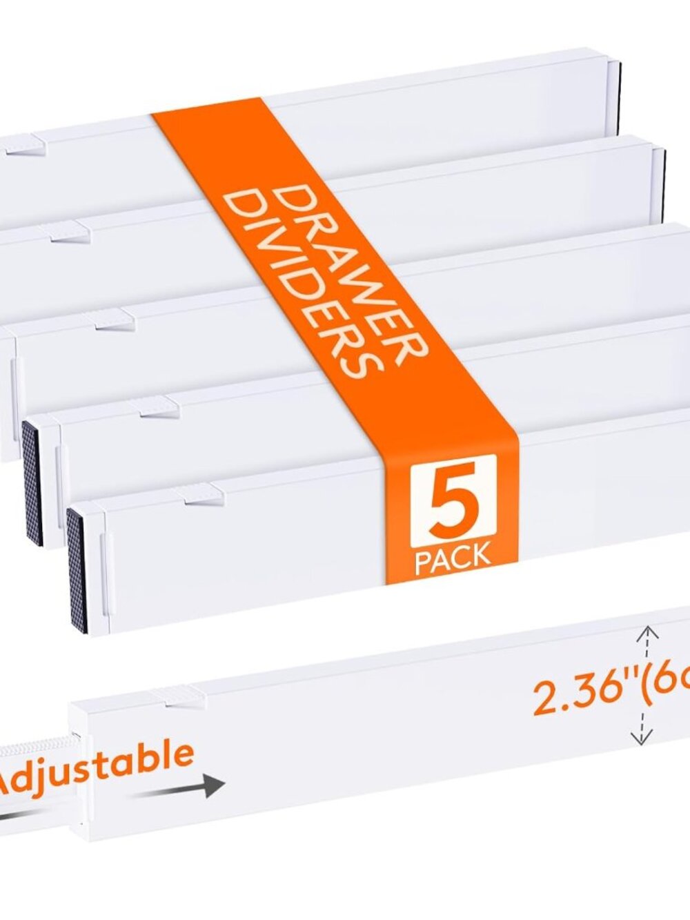 2.36" Upgrade Kitchen Drawer Dividers, Adjustable Drawer Organizer